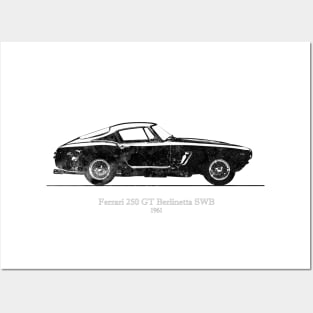 Ferrari 250 GT Berlineta SWB 1961 - Black and White Posters and Art